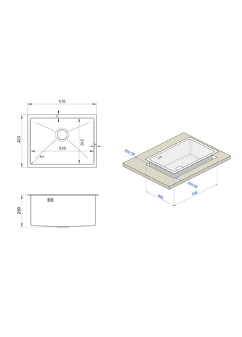 Кухонная мойка нижнего монтажа с сотовым покрытием Nett NSS-5742U (367108666)
