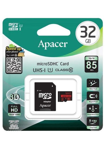 Карта памяти microSDHC 32Gb class 10 UHS1 скорость до 85 MB/s Apacer (293945102)