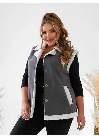 🤎 Женская жилетка с каракулем на замше с пуговицами — ЗАМЕРЫ В ОПИСАНИИ GD/GL Модний простір (366438896)