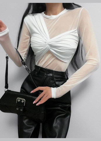 Жіночий лонгслів з сіткою та драпі-силуетом Avanti (331864288)