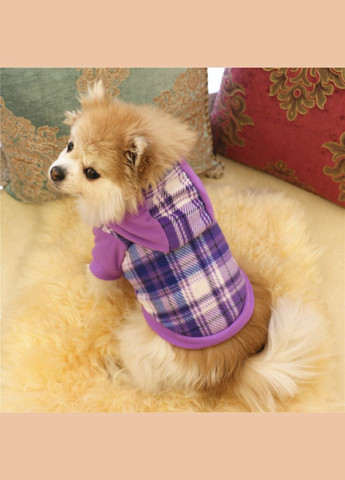 Тепле худі для котів з капюшоном Pet Style "Велика клітинка" Фіолетова M No Brand - (323237585)
