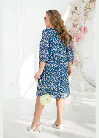 Синя повсякденний трендова сукня а-силует No Brand з квітковим принтом