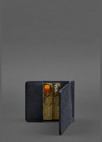 Чоловіче шкіряне портмоне синє 1.0 затиск для грошей (A-026090) BlankNote (328444782)