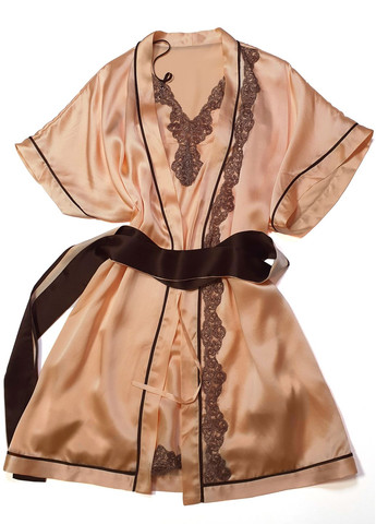 Комплект халат и рубашка комбинация шелк Мадрид L Персиковый Silk Kiss (285716622)