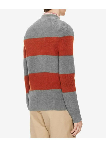 Мужской свитер в полоску с цветными блоками, серый с оранжевым, размер M, 100% оригинал, USA Calvin Klein slim fit (370442115)