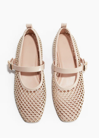 Женские балетки H&M | светло-бежевые однотонные искусственная кожа (336432627)