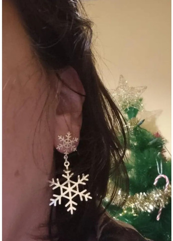 Стильні сріблясті сережки новорічні сніжинки, 1659 No Brand (367960479)