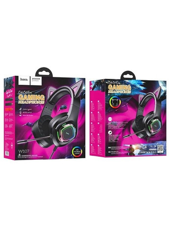 Навушники W107 Cute cat luminous cat ear gaming headphones Phantom cat ( Уцінка ) Hoco (297453352)