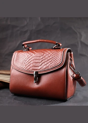 Сумка из кожаной кожи с интересной защелкой 22417 Коричневый. Vintage (341260924)
