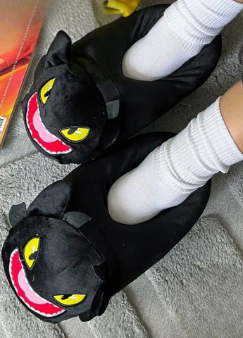 Плюшеві тапочки дракон Беззубик чорні, устілка 28 см (3086) My Kigu (345632057)