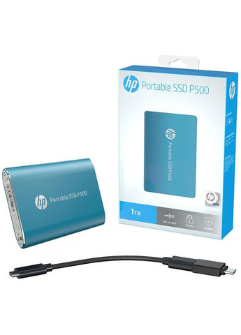 SSD external, USB 3.2 Gen1 TypeC 1Tb, P500, TLC, Blue, синий, Retail HP (314747993)