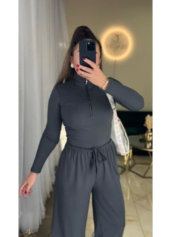 Жіночий базовий костюм із широкими штанами Fashion (370883136)