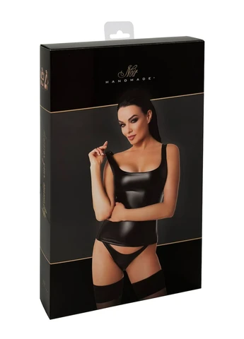 Чорний топ f346 powerwetlook top Noir Handmade поліестер, еластан