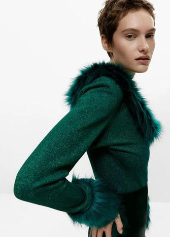 Зелена блуза в блискучки Uterque