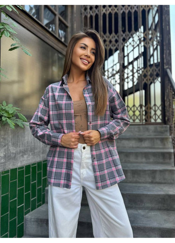 Розовая праздничный, повседневный, классическая рубашка в клетку queensleep_7km с длинным рукавом