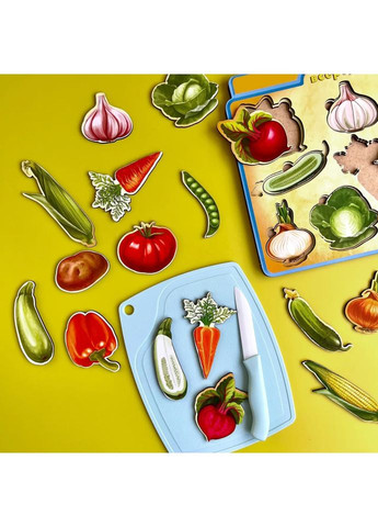 Дерев'яний пазл вкладиш «Овочі зовні та всередині» Ubumblebees (365642341)