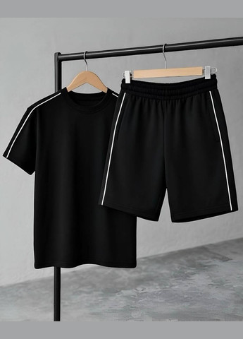 Чорний костюм двонитка штани та футболка No Brand