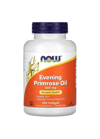 Жирні кислоти Evening Primrose Oil 500 mg, 250 капсул Now (294929009)