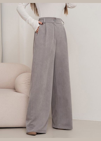 Сірі широкі штани палаццо з еко-замші ISSA PLUS (280899097)