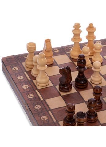 Шахи, шашки, нарді 3 в 1 дерев'яні з магнітом W7701H (фігури-дерево, розчин дошки 24см x 24см) SP-Sport (356118781)
