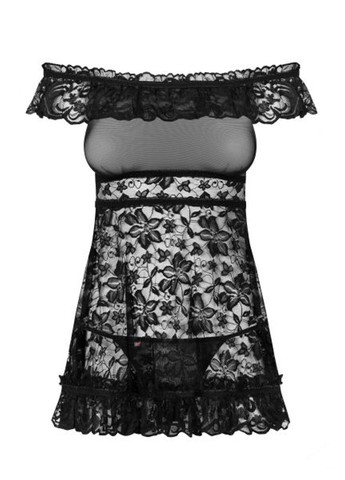 Сорочка Flores chemise SM черная Obsessive (290278584)