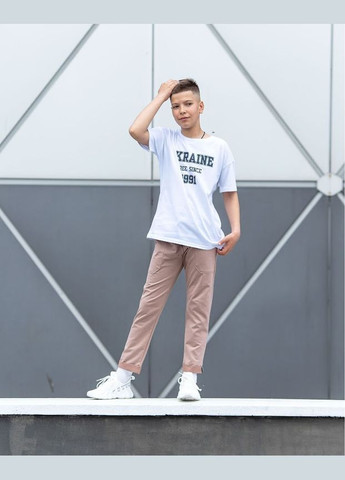 Белая летняя футболка для мальчика (подростковая) hc (h001-6263-001-33-т) No Brand