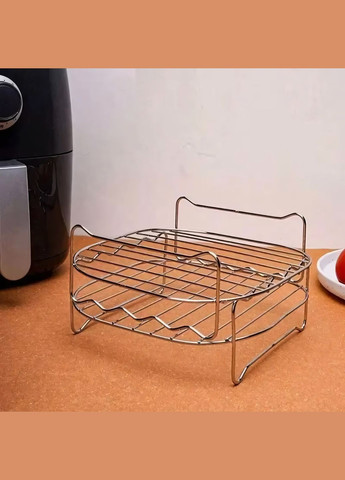 Решітка з 4-ма шампурами для аерогриля, мультипечі універсальна 190х190мм No Brand (341324957)