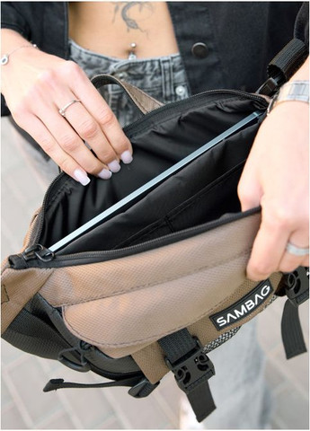Большая женская поясная сумка бананка для планшета DynamicDart хаки (SKU_80411119-VS) Sambag (302450090)