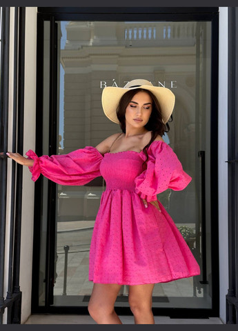 Малиновое праздничный, повседневный, коктейльное женское платье с большими рукавами бэби долл Avanti однотонное