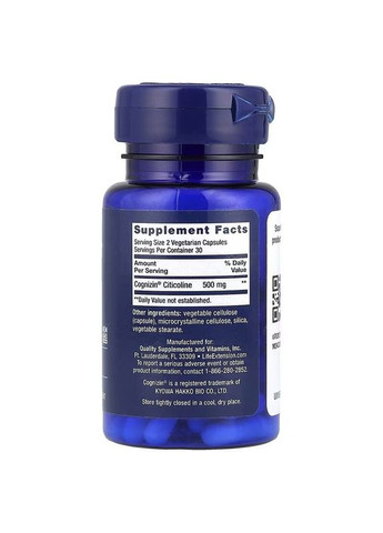 Цитиколін, 500 мг порції, Citicoline (CDP Choline),, 60 вегетаріанських капсул Life Extension (330626603)