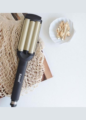 Плойка щипці для завивання волосся потрійна KM 2022 Pro Чорна Kemei (306716519)