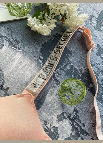 Бежевий демісезонний комплект нижньої білизни вікторія сикрет зі стразами No Brand