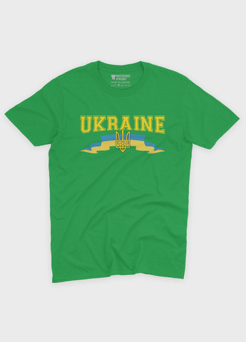 Зеленая демисезонная футболка для девочки с патриотическим принтом ukraine (ts001-4-keg-005-1-093-g) Modno