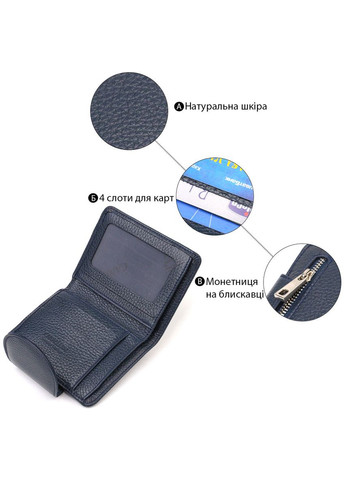 Зручне жіноче портмоне середнього розміру з натуральної шкіри 21809 Синє Canpellini (329149215)