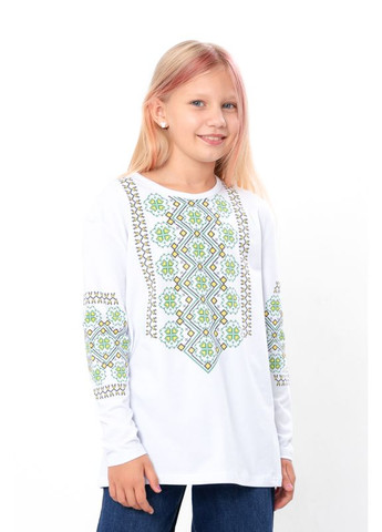 Белая джемпер для девочки (p-14851) Носи своє узор украинская символика (299760657)