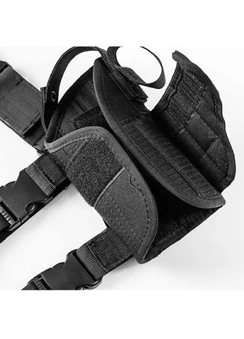 Кобура сумка набедренная на ногу военная тактическая регулируемый размер с отделением для магазина 42х11 см (474290-Prob) Черная Unbranded (283323602)