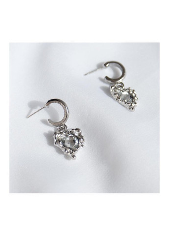 Серебряные серьги в форме сердца причудливый комплект с камешками классический fairy серьги-гвоздики жидкий металл ретро лолита No Brand (369667993)