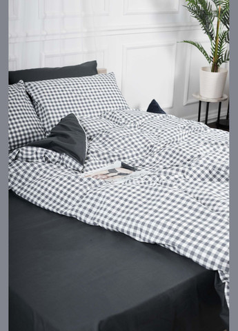 Комплект постельного белья семейный 160х220х2 наволочки 4х50х70 Ranforce Elite (MS-820000033) Moon&Star Gray Square (284416209)