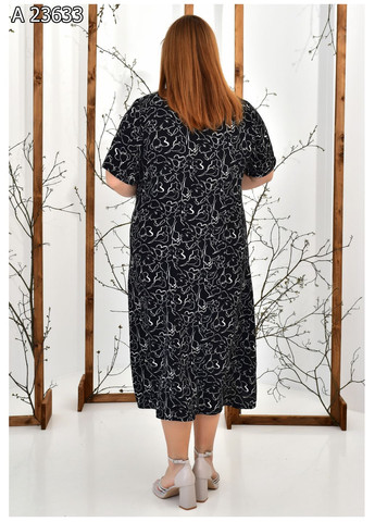 Черно-белое повседневный женское летнее платье большого размера SK