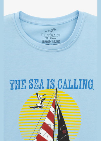Голубая летняя футболка с принтом для мальчика 2028 134 см shop (2000991023420) Dinomin