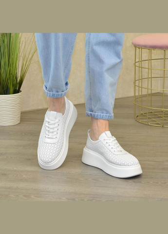 Кросовки шкіряні жіночі на шнуровці. Колір білий. 36-41 розмір Vasha para білі демісезони (303931726)