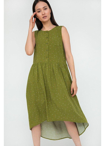 Зелена кежуал сукня s20-32029-517 з пишною спідницею Finn Flare з малюнком