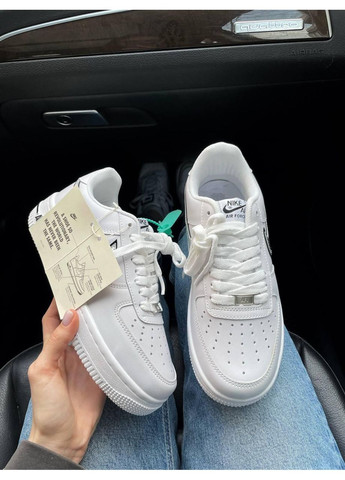 КРОСІВКИ ЖІНОЧІ NIKE AIR FORCE 1 WHITE BLACK SILVER НАЙК АІР ФОРС 1 ПРЕМІУМ No Brand чорні демісезони (368867672)