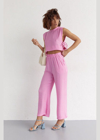 Літній жіночий костюм із брюками та топом із зав'язками - зелений колір M (sku_9472) No Brand (327820286)