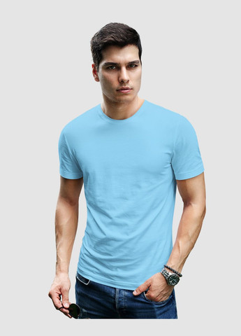 Голубая футболка мужская базовая из натурального хлопка с коротким рукавом Mishe Basic