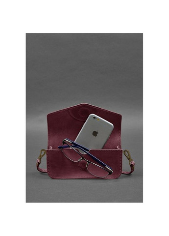 Кожаная сумка через плечо женская футляр для очков (мини сумка через плечо женская ) бордовый Crazy horse BlankNote (302009389)