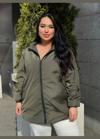 Оливкова (хакі) демісезонна жіноча вітрівка куртка демісезонна великого розміру SK