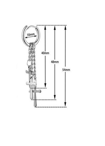 Серьги конго 2 шт с крестами в корейском стиле Fashion Jewerly серебристые No Brand (322931174)