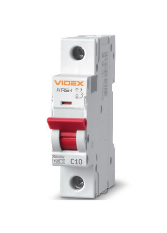 Автоматический выключатель RS4 1п 10А С 4,5кА RESIST (VFRS4-AV1C10) Videx (282312752)