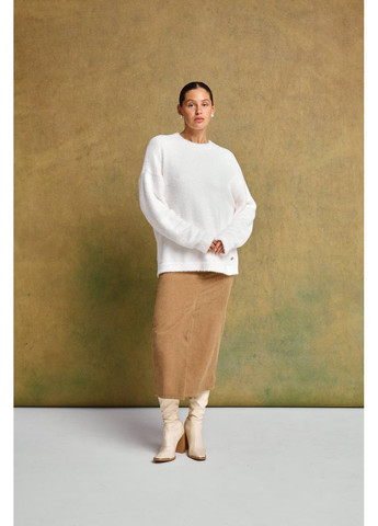 Молочний демісезонний жіночий светр оверсайз з альпаки MonCher